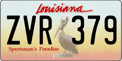 LA license plate ZVR379