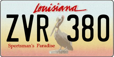 LA license plate ZVR380