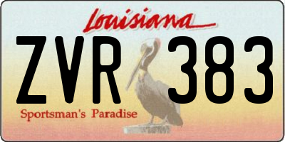 LA license plate ZVR383