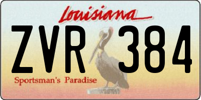 LA license plate ZVR384