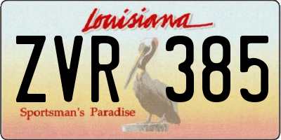 LA license plate ZVR385