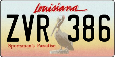 LA license plate ZVR386