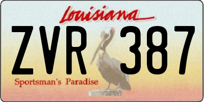 LA license plate ZVR387
