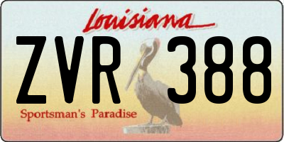 LA license plate ZVR388