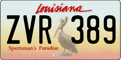 LA license plate ZVR389