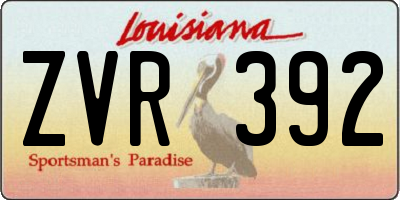 LA license plate ZVR392
