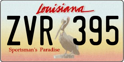 LA license plate ZVR395