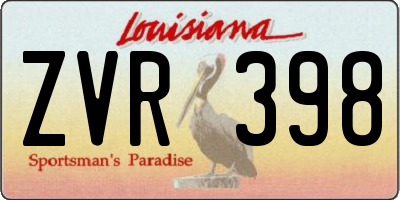 LA license plate ZVR398