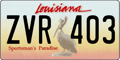 LA license plate ZVR403