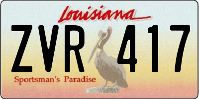 LA license plate ZVR417