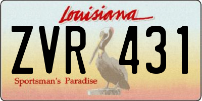 LA license plate ZVR431