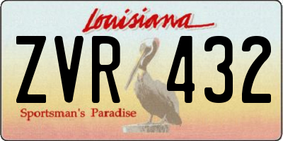 LA license plate ZVR432