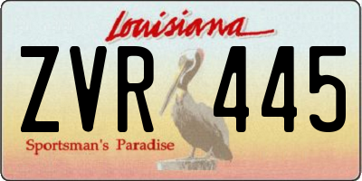 LA license plate ZVR445