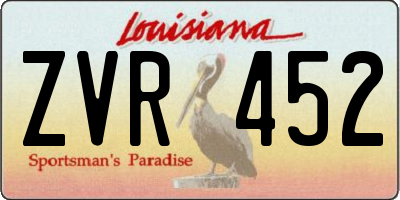 LA license plate ZVR452
