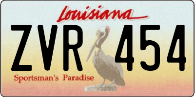 LA license plate ZVR454