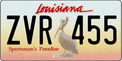 LA license plate ZVR455