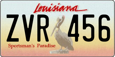 LA license plate ZVR456