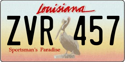 LA license plate ZVR457