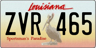 LA license plate ZVR465