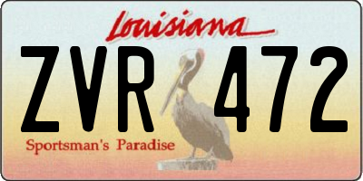 LA license plate ZVR472