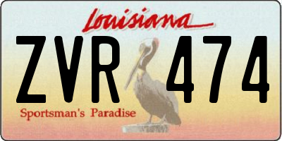 LA license plate ZVR474