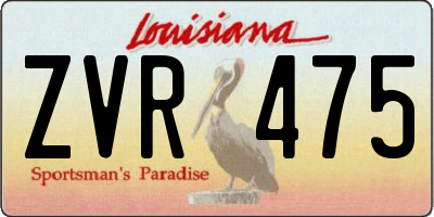 LA license plate ZVR475