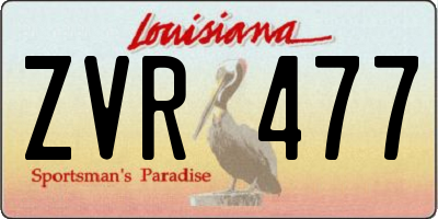 LA license plate ZVR477