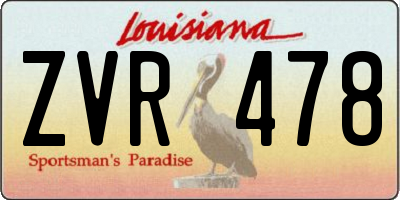 LA license plate ZVR478