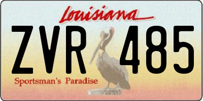 LA license plate ZVR485