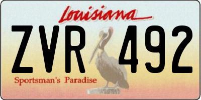 LA license plate ZVR492