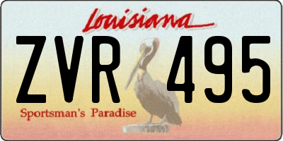 LA license plate ZVR495