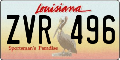 LA license plate ZVR496