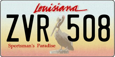 LA license plate ZVR508