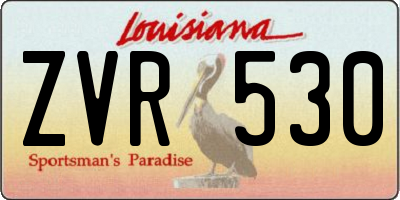 LA license plate ZVR530