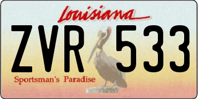 LA license plate ZVR533