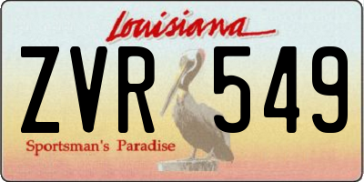 LA license plate ZVR549