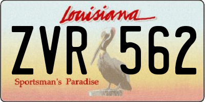 LA license plate ZVR562