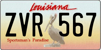 LA license plate ZVR567