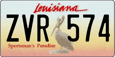 LA license plate ZVR574