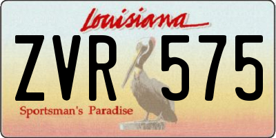 LA license plate ZVR575