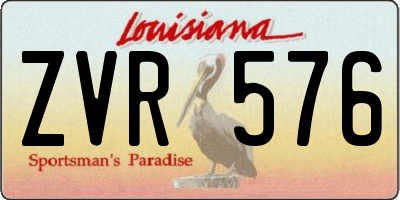 LA license plate ZVR576