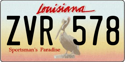 LA license plate ZVR578