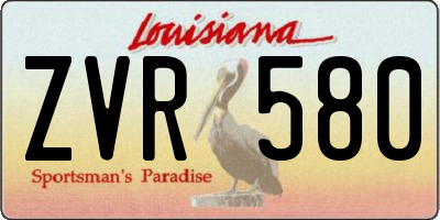 LA license plate ZVR580