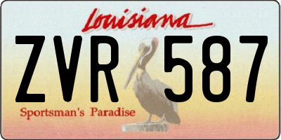 LA license plate ZVR587