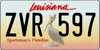 LA license plate ZVR597