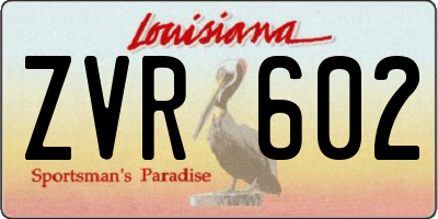 LA license plate ZVR602