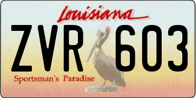 LA license plate ZVR603