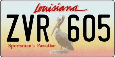 LA license plate ZVR605