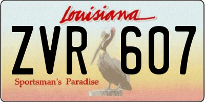 LA license plate ZVR607