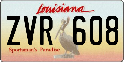 LA license plate ZVR608